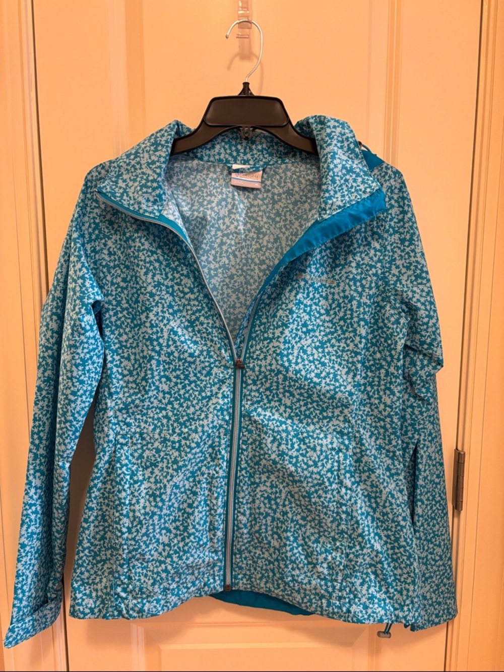 Lightweight Blue Floral Windbreaker Jacket